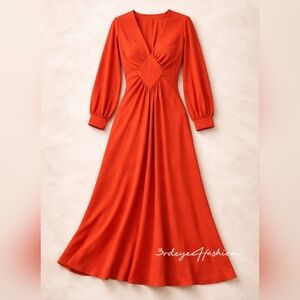 ✨70s Burnt Orange Maxi Dress | Vintage Vibes | Size 9 Retro Chic✨